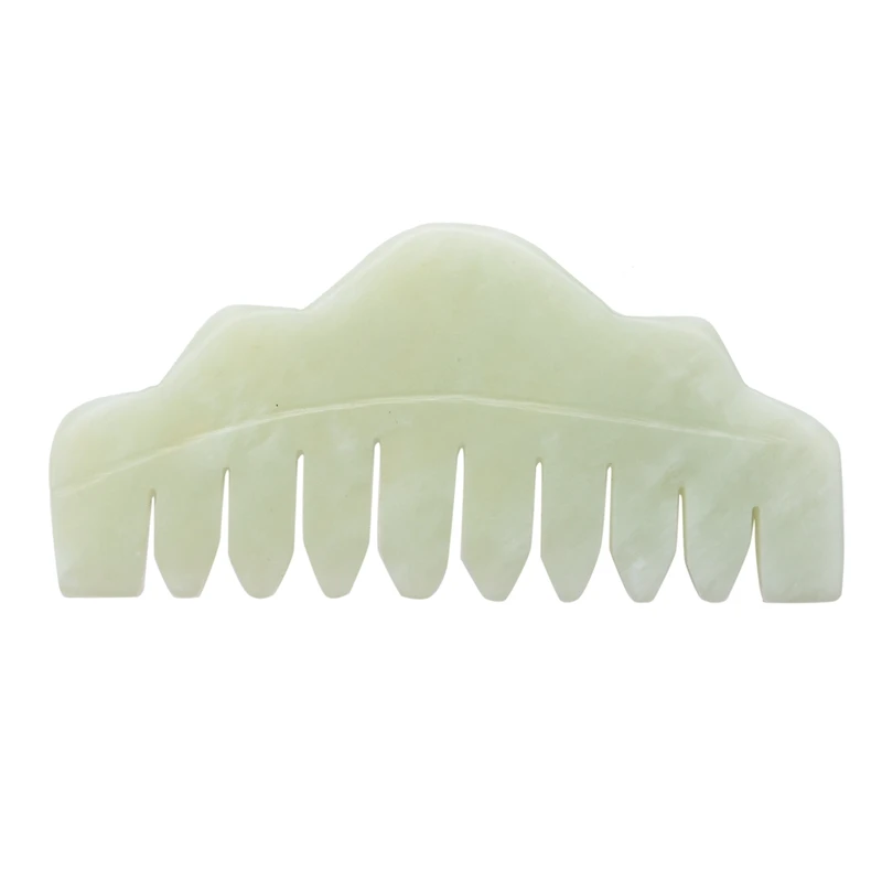 Традиционная природа Нефритовая расческа Массаж Спа акупунктура терапия головы