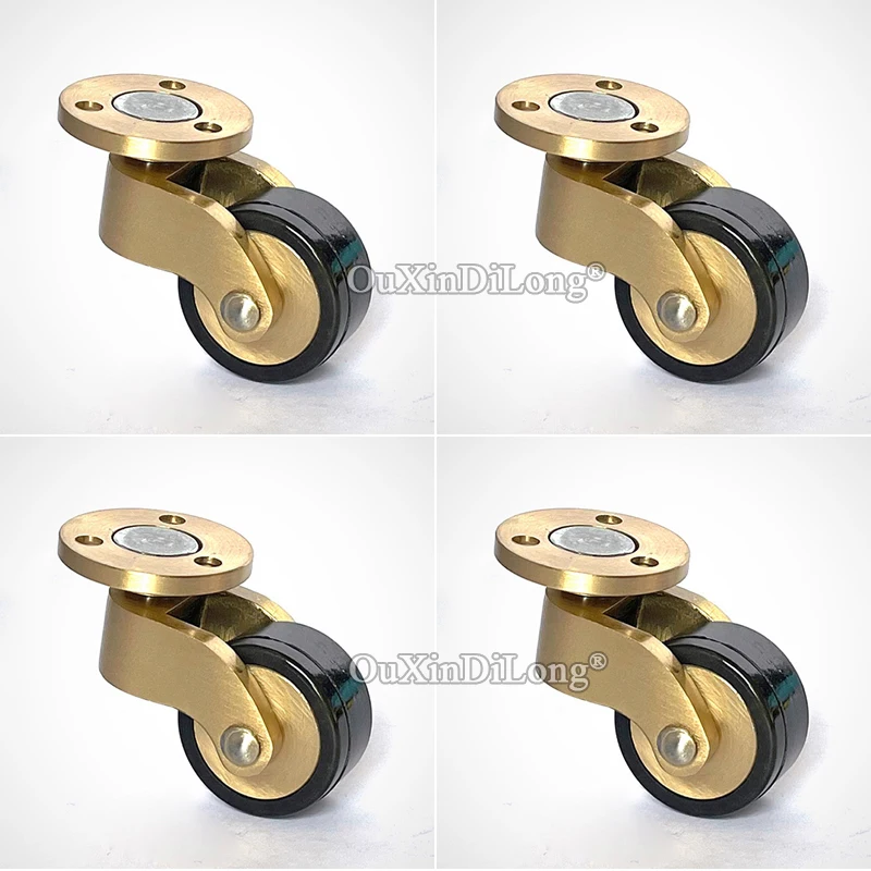 

Brand New 4PCS 1Inches European Brass Wheels Universal Furniture Casters Table Chair Sofa Rubber Silent Wheels Furniture Rollers