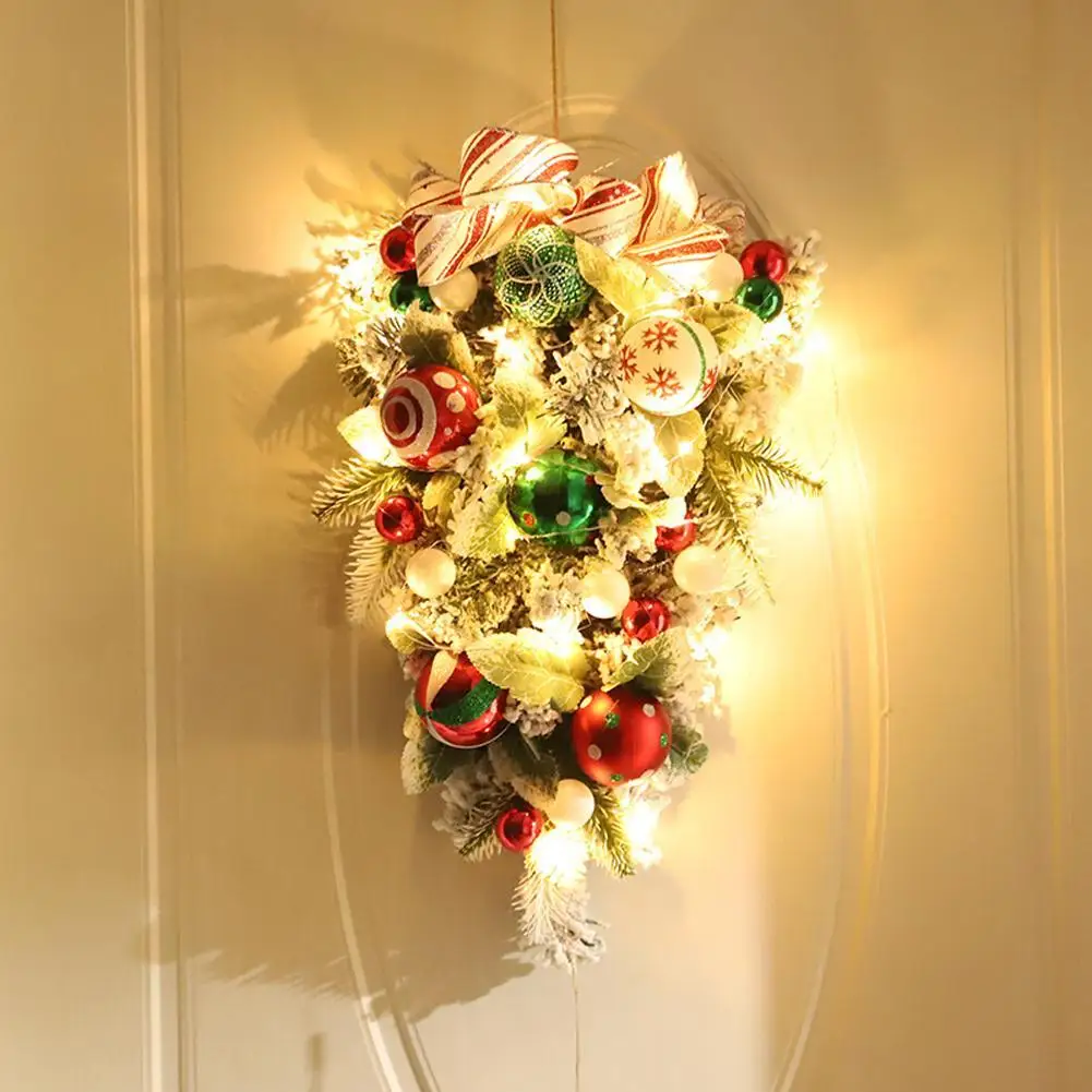 

Merry Christmas Wreath Christmas Wreath Candy Cane Red Berries Ornaments Door Wall Decor New Year Artificial Home Decoration