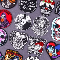 punk patch skull patches iron on clothes hippie badges embroidered patches for clothing striped stickers on clothes applique diy