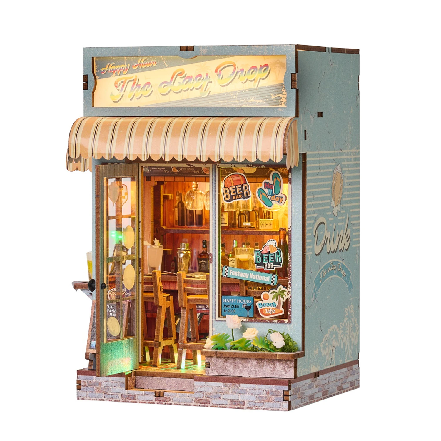 Фото НОВЫЙ DIY The Last Drop Cottage Кукольные домики Деревянная миниатюрная модель Комплект 3D-головоломки Кукольный домик с мебелью Подсветка для друзей Подарки №1
