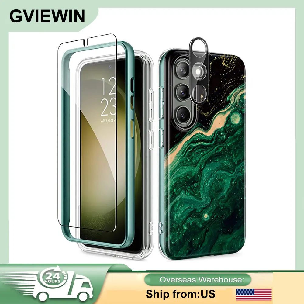 

GVIEWIN For Samsung Galaxy S23 6.1inch Phone Case With Screen Camera Lens Protection Film Shockproof Flower Pattern Case