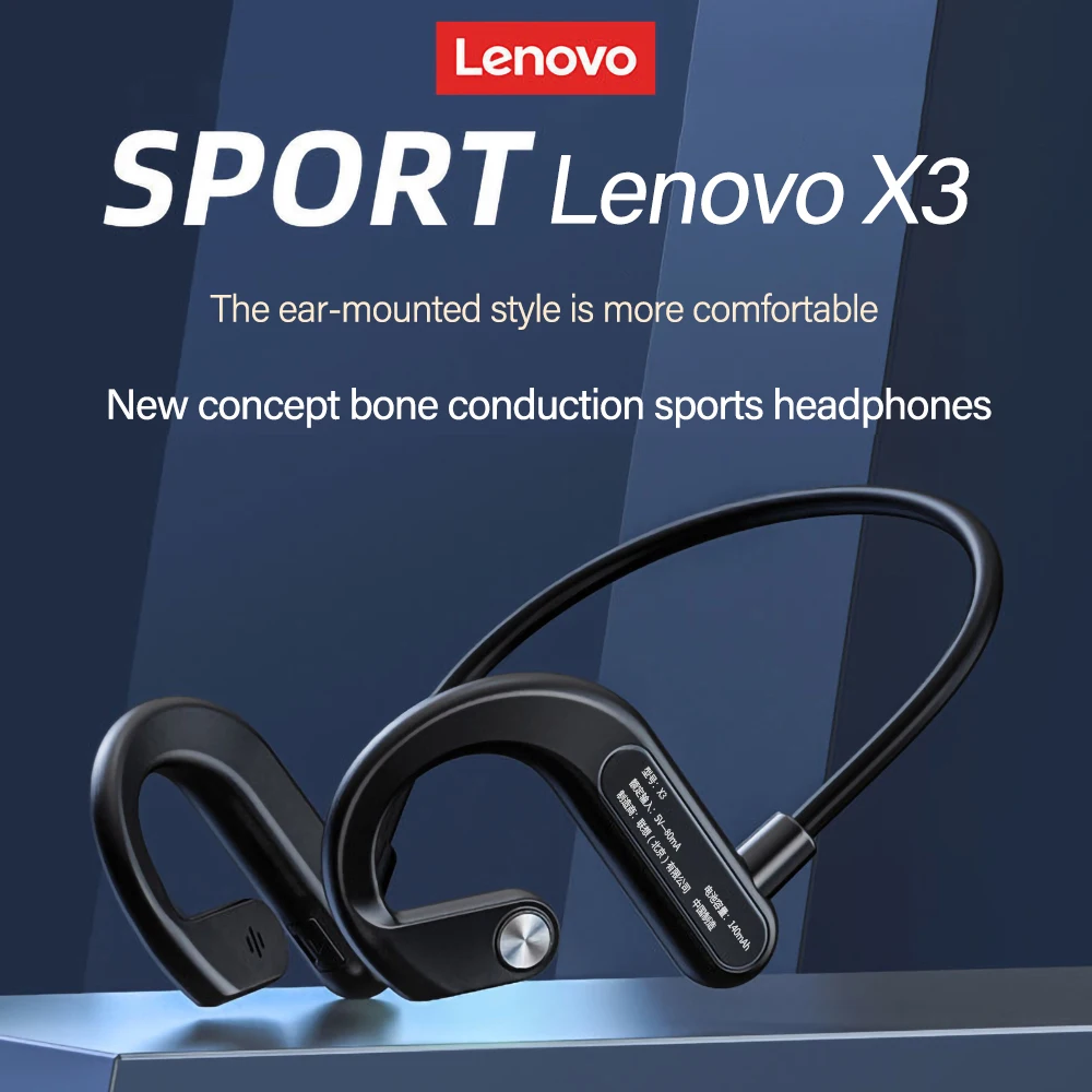 

Original Lenovo X3 Air Bone Conduction Bluetooth Earphone Wireless Headphones Not In-ear Waterproof Headset With Mic For Sports