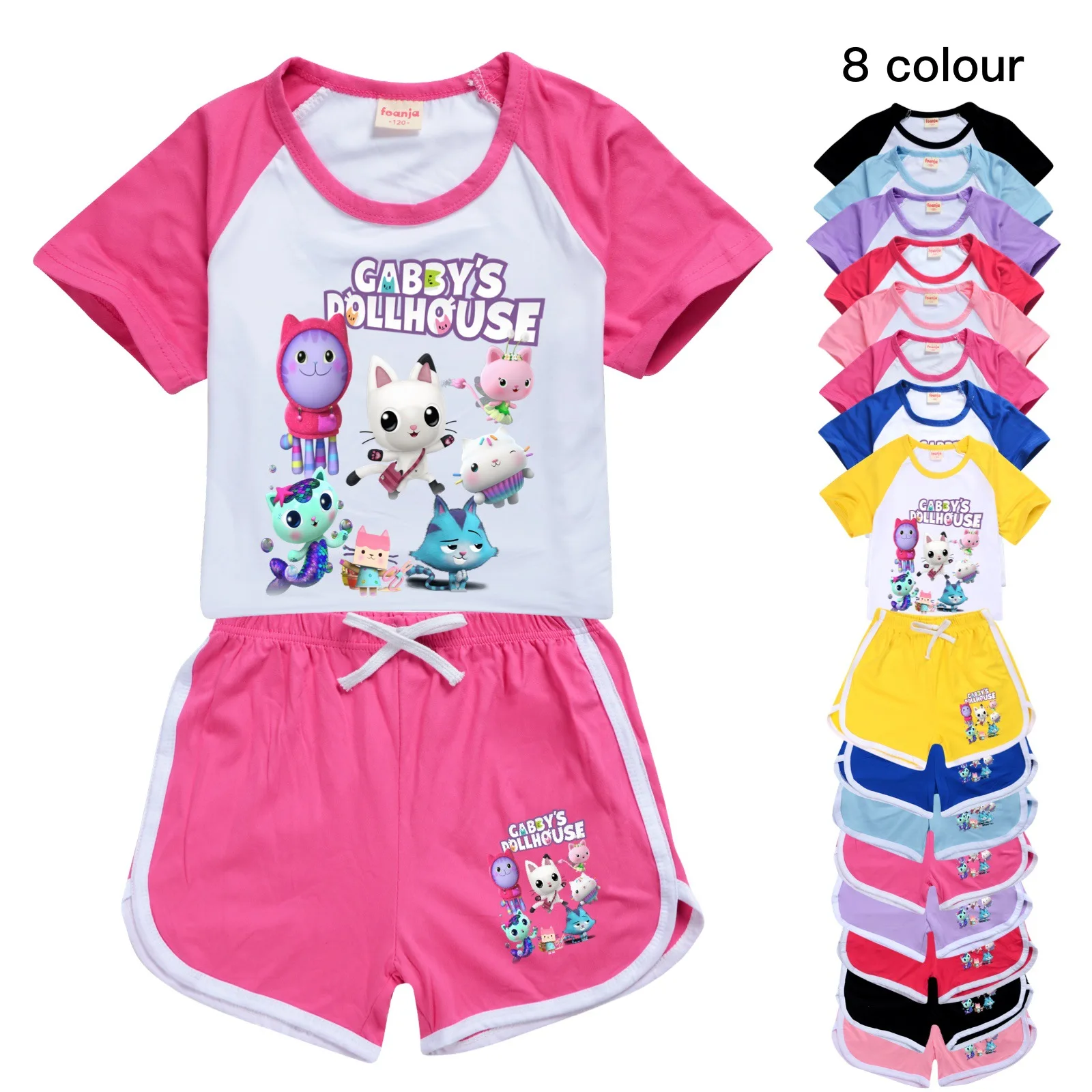 

Gabbys Dollhouse Clothes Kids Gabby Cats T-shirt+Shorts 2pcs Set Girls Clothing Sets Toddler Boys Short Sleeve Sportsuits