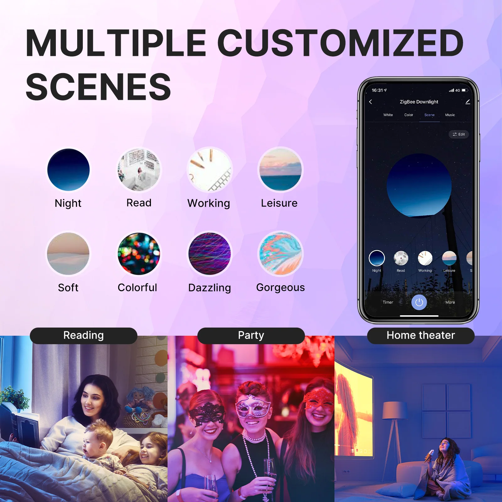 Moeshouse Zigbee Точечный Светильник Тонкая Лампа С Регулируемой Яркостью 6 Вт Холодный