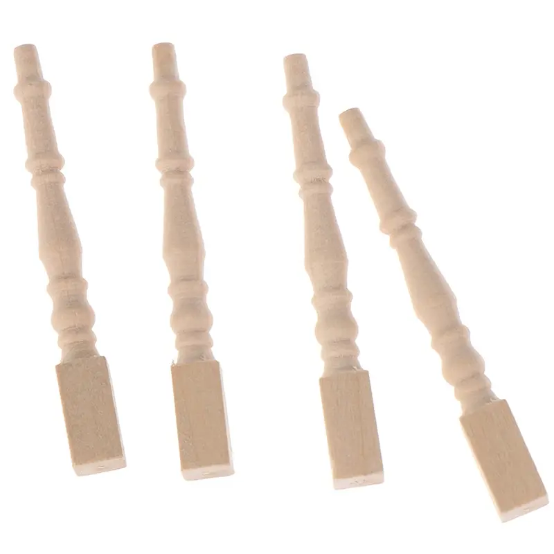 

4Pcs/set 1:12 Dollhouse Miniature Wooden Chair Table Leg DIY Furniture Accessories For Doll House Decor Toys