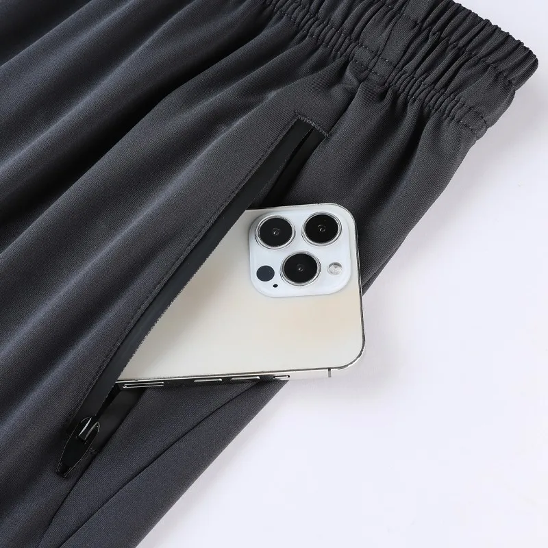 New Sport Pants Men Summer Thin Men Jogging Sweatpants Quick Dry Running Pants With Zipper Pockets Workout Trousers