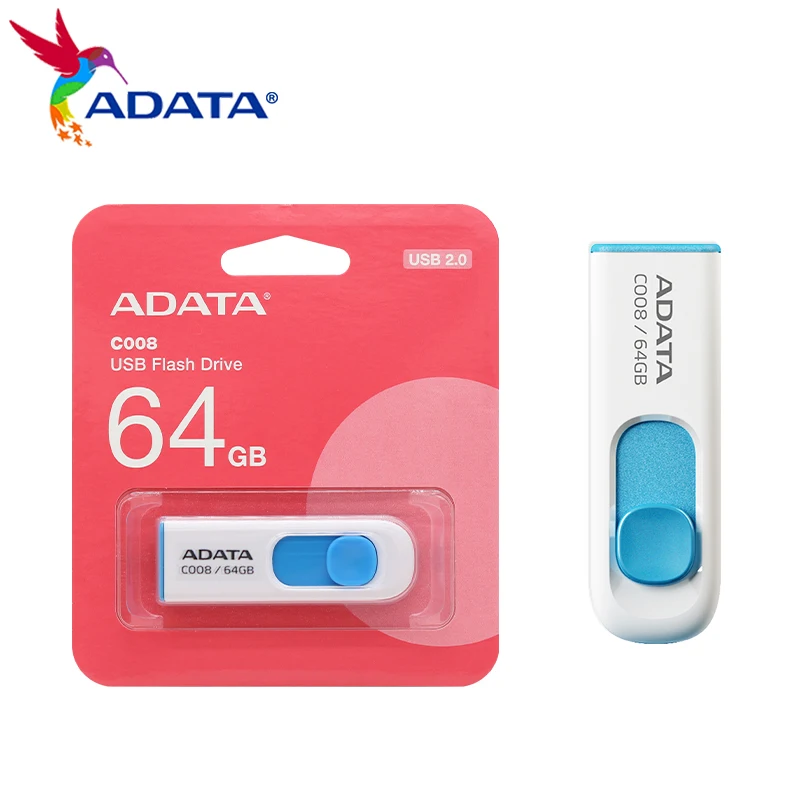 ADATA C008 USB-накопитель 16 ГБ 32 64 USB 2.0 Pen Drive Высокоскоростной мини-диск U оригинальная
