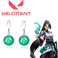 game valorant earrings valorant sage green ball pendant earring ear clips for women men cosplay accessory prop gift