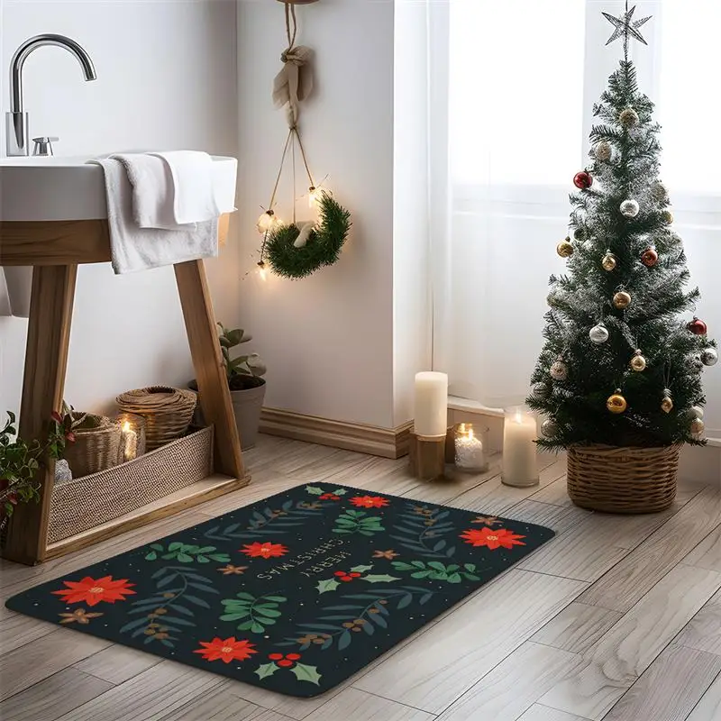Рождественский коврик для ванной и кухни входной двери 60x40 см домашняя гостиная