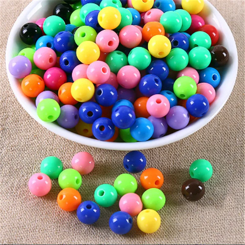 

DIY Jewelry Findings 6-20mm Round Lucite Acrylic Solid Beads Chunky Gumball Necklace Bracelet Beading Material Ornament