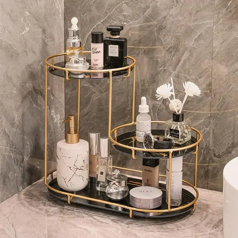 

Bathroom Storage Rack Light Luxury Bathroom Toilet Washstand Cosmetics Storage Rack Desktop and Countertop Comb Rack