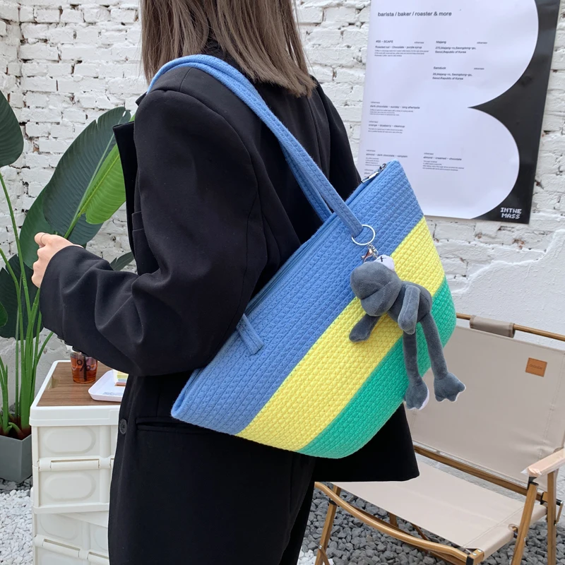 Panelled Beach Bag Summer Weave Tote Bag Fashion Female Luxury Designer Handbag Casual Woman Shoulder Bag 2022 Simple Satchel