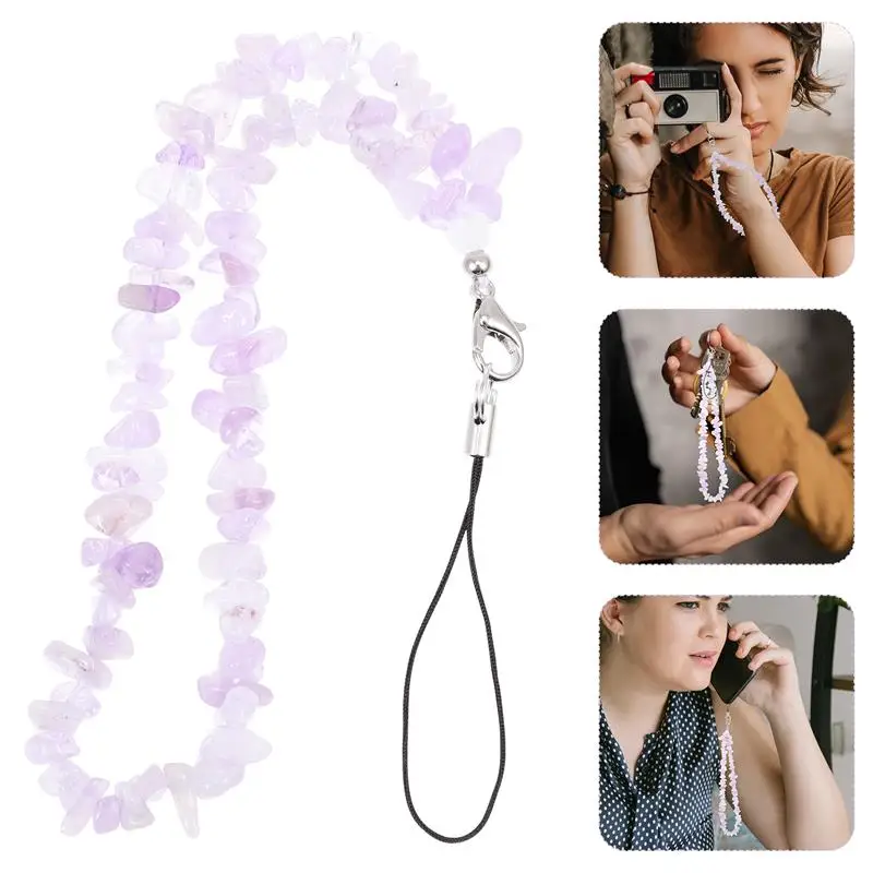 

Crystal Stones Phone Lanyard Creative Natural Phone Rope Fresh Phone Decor