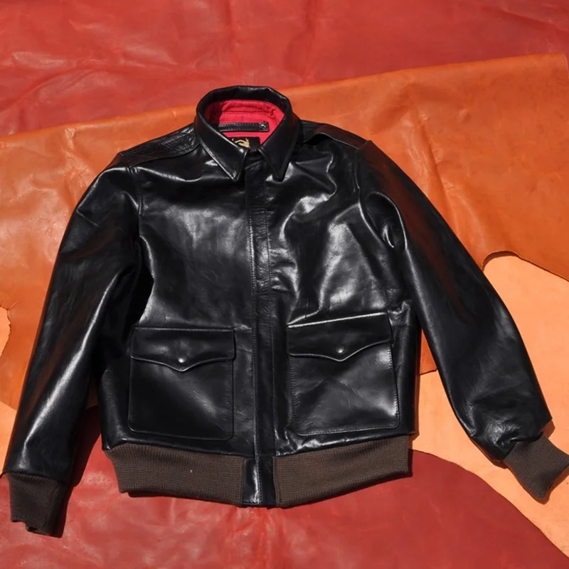 

Free shipping.CC.top gun.Wholesales.Classic bomber A2 leather jacket.Men quality Buffalo hide coat.Motor biker leather cloth
