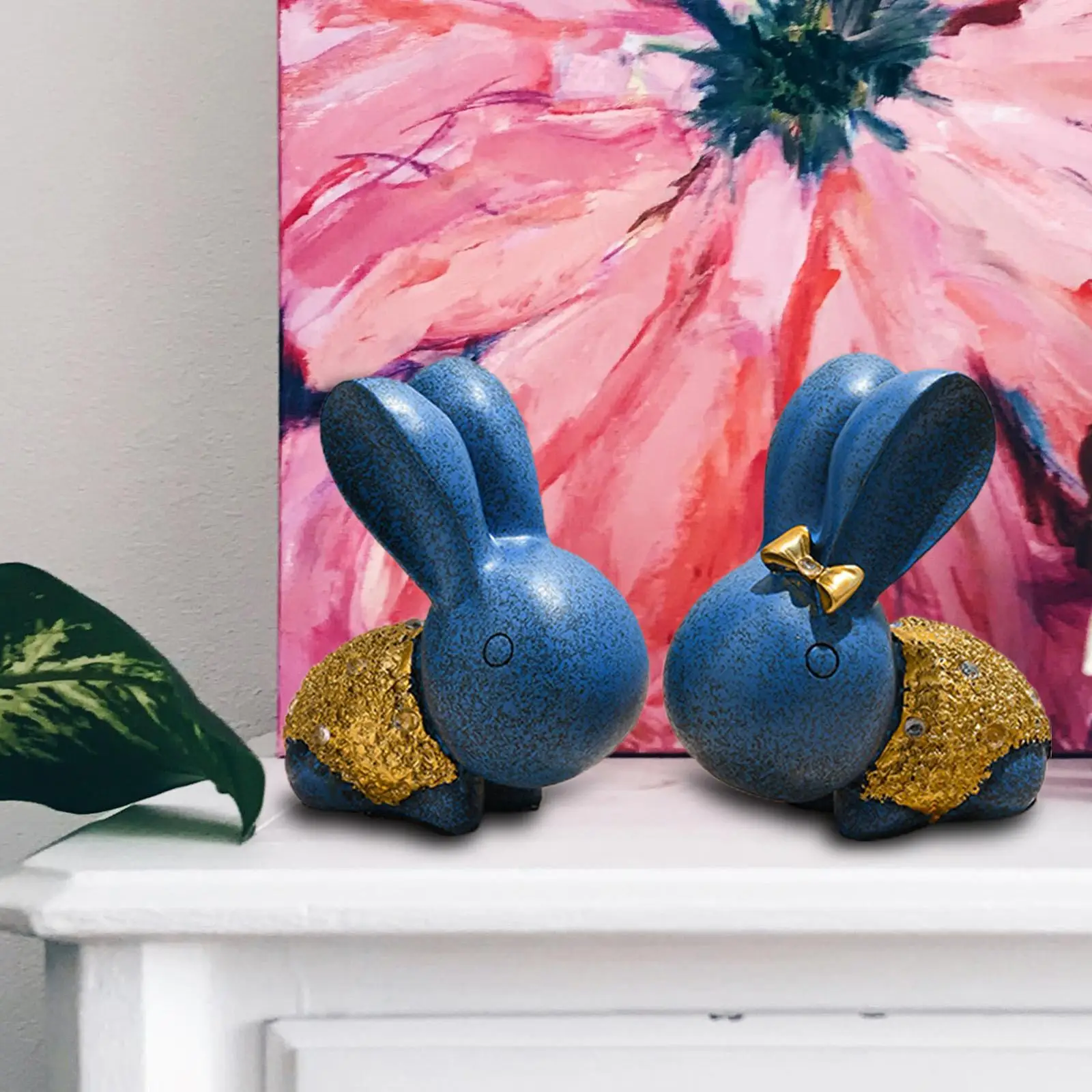 

2 Pieces Adorable Rabbit Ornament Figurines Decoration Accessories Scene Layout Artwork Resin Statue for Tabletop Centerpieces