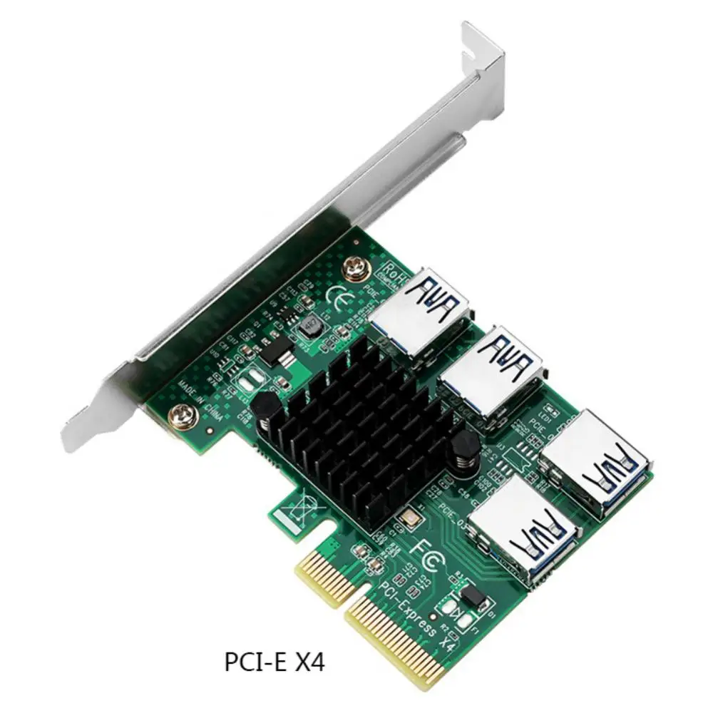 

1 Turn 4 Pci-express Usb 3.0 Riser Pci-express Slot Upgrade Multiplier Card 1x To 4x 16x For Btc Miner Mining Pcie Converter