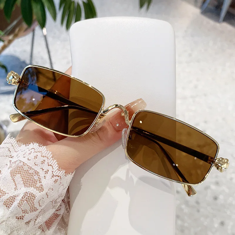 Маленькие квадратные солнцезащитные очки с леопардовым принтом для женщин и