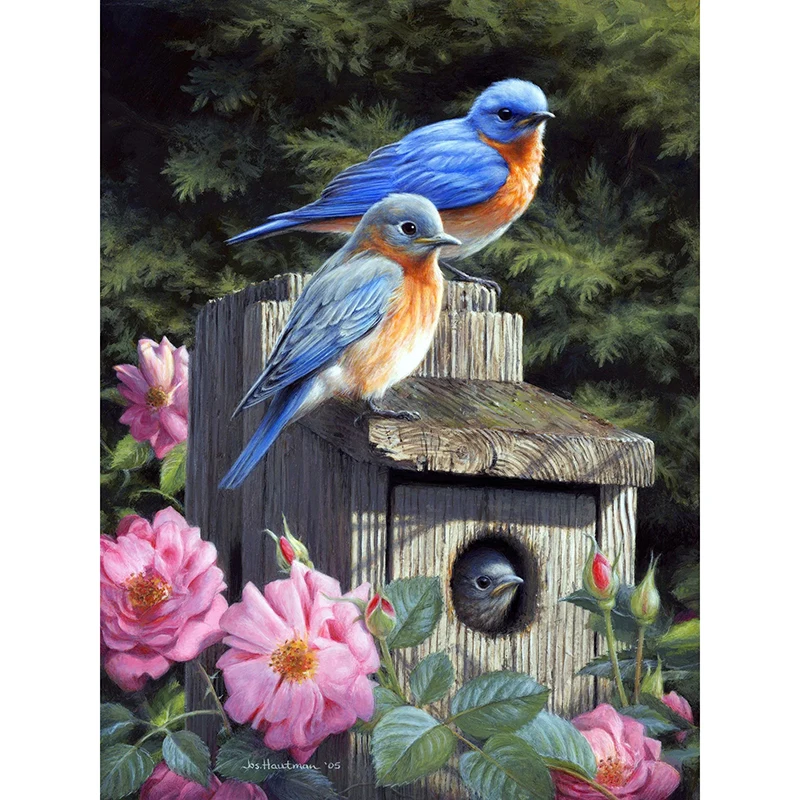 

5D алмазная картина для сада Bluebirds DIY Стразы Вышивка птиц и цветок мозаика алмаз Искусство Декор для дома ручной работы подарок