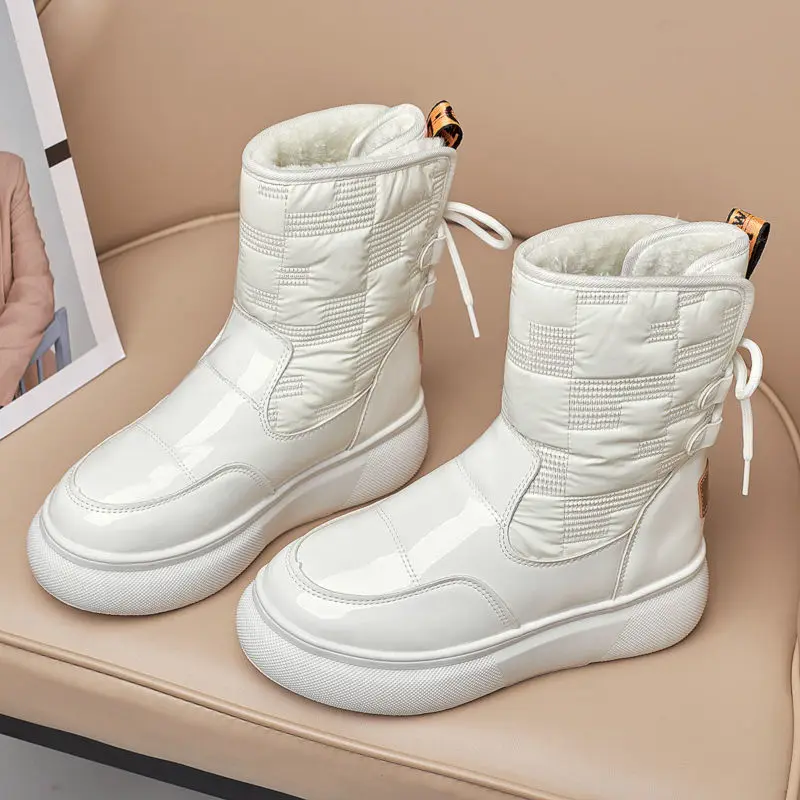 

2022 Winter Shoes Beige Woman Boots Platform Thick Fur Snow Boots Women Winter Warm Boots Female Haussures Femme Botas Mujer
