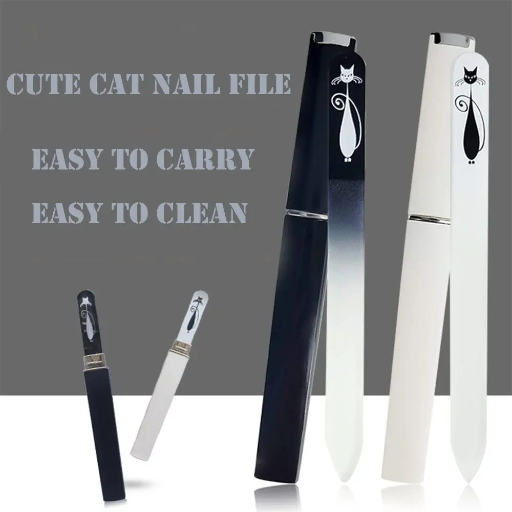 

1 шт. пилка для ногтей с кошачьим узором с чехлом, буферы для дизайна ногтей, профессиональные прочные инструменты для ногтевого дизайна