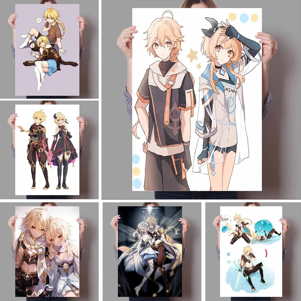 

Принты для домашнего декора Genshin ударные картины, HD картины, игра, настенное искусство, Классический HD модульный ролевой холст, постер, прикроватный фон