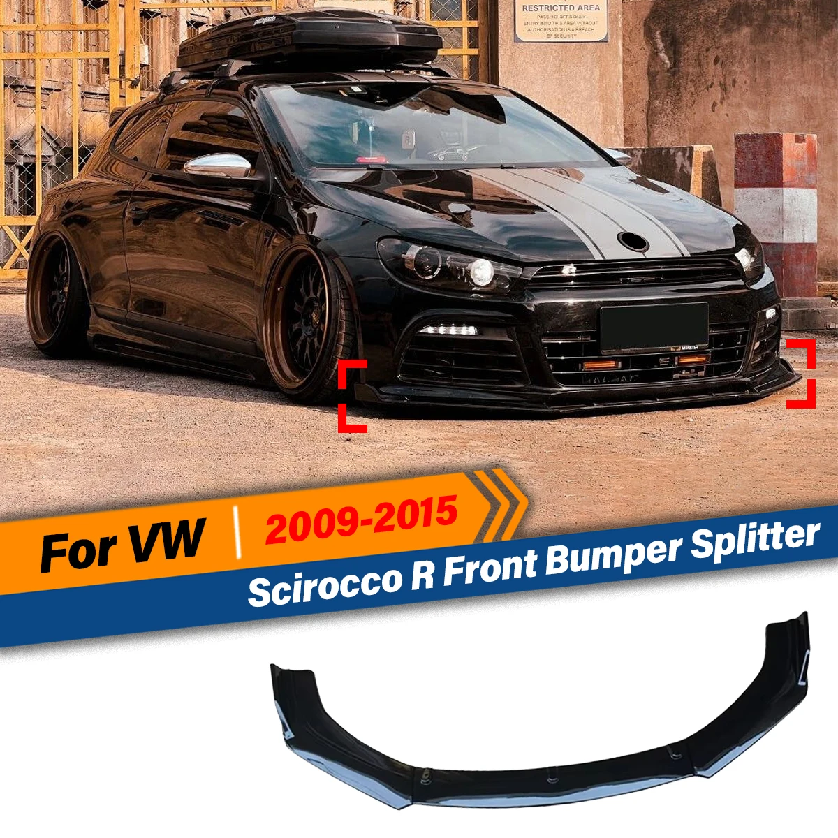 Фото Для Volkswagen VW Scirocco R 2009 2010 2011 2012 2013 2014 2015 передний бампер сплиттер губная защита спойлер комплект кузова №1