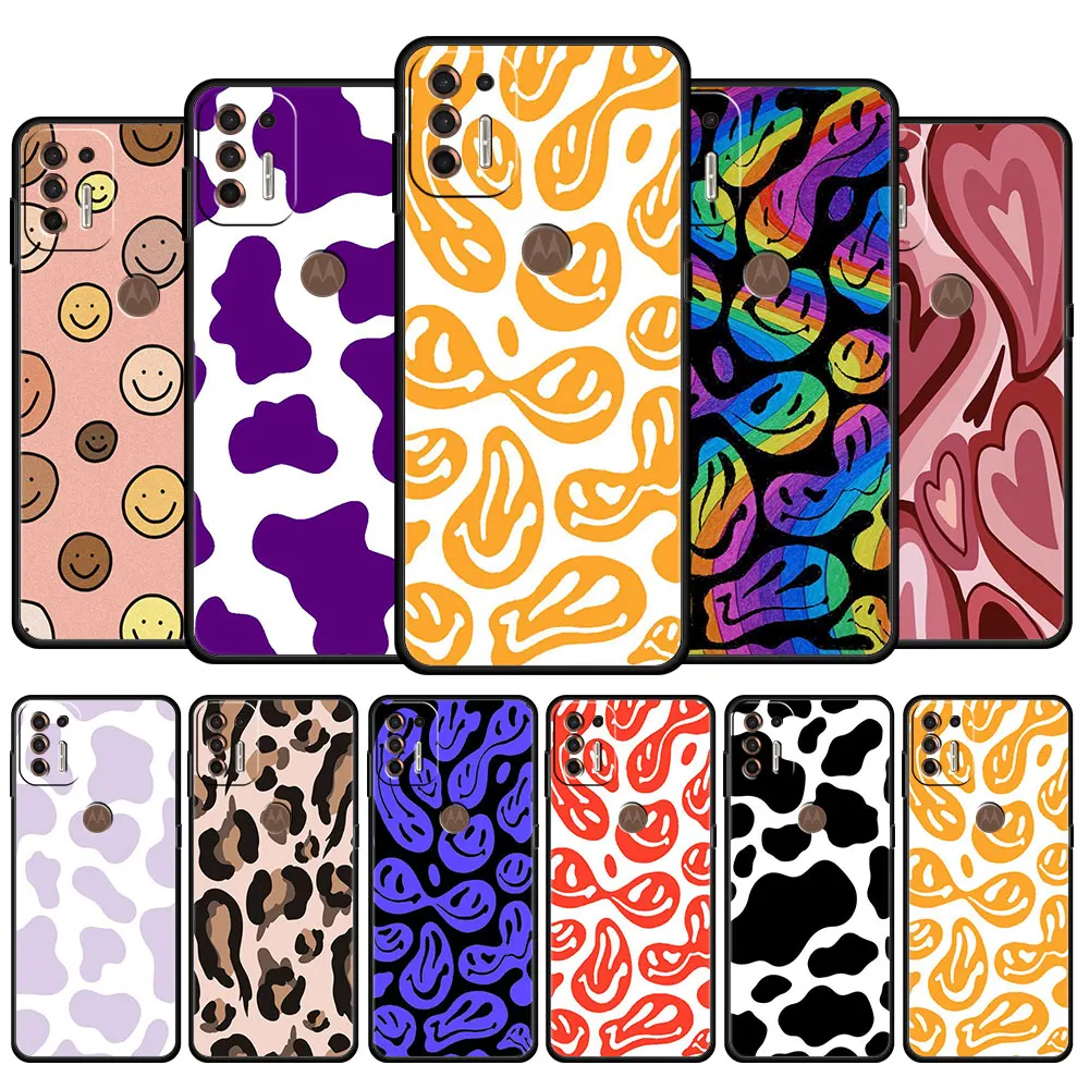 

Case for Motorola Moto G Stylus G9 Plus Play One Fusion G30 Edge 20 30 Pro Edge Matte Smiley Butterfly Official Celular Soft