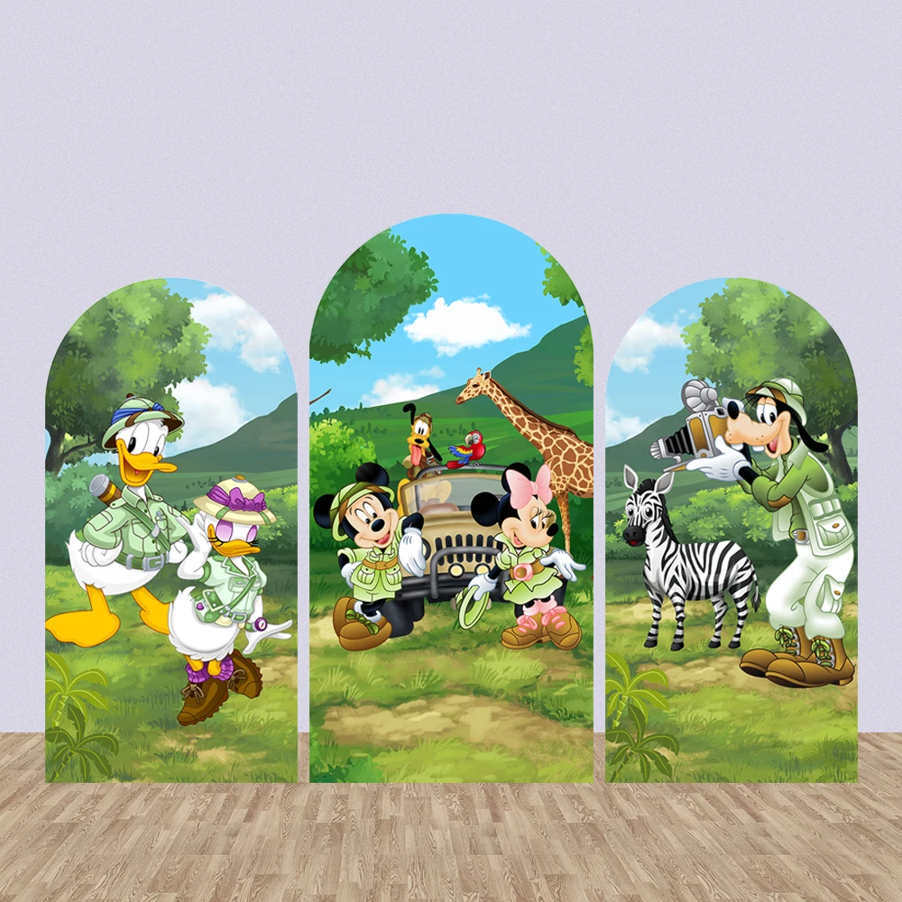 

Студийный фон из эластичной ткани с изображением героев Диснея сафари Микки Минни арки