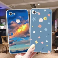 beautiful sky fundas for google pixel 5 4 4a 3 3a 2 xl soft clear tpu silicone back phone cases for pixel 4xl floral cover coque