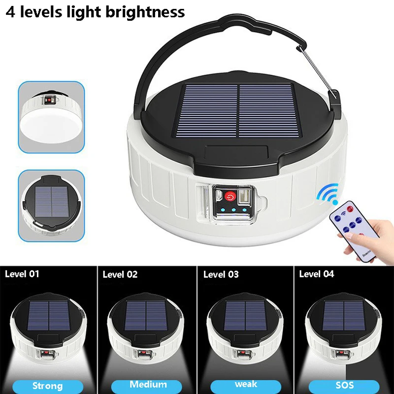 

Solar LED Tent Lamp Outdoor Portable Lanterns Emergency Lights USB Rechargeable Bulb Light for Camping BBQ Hiking Night Market