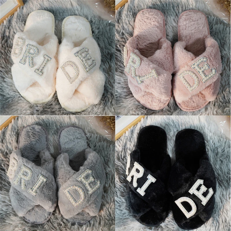 

Новинка, 1 пара, 4 вида, тапочки для невесты, шлепанцы для девичника, аксессуары для украшения свадьбы, подружки невесты