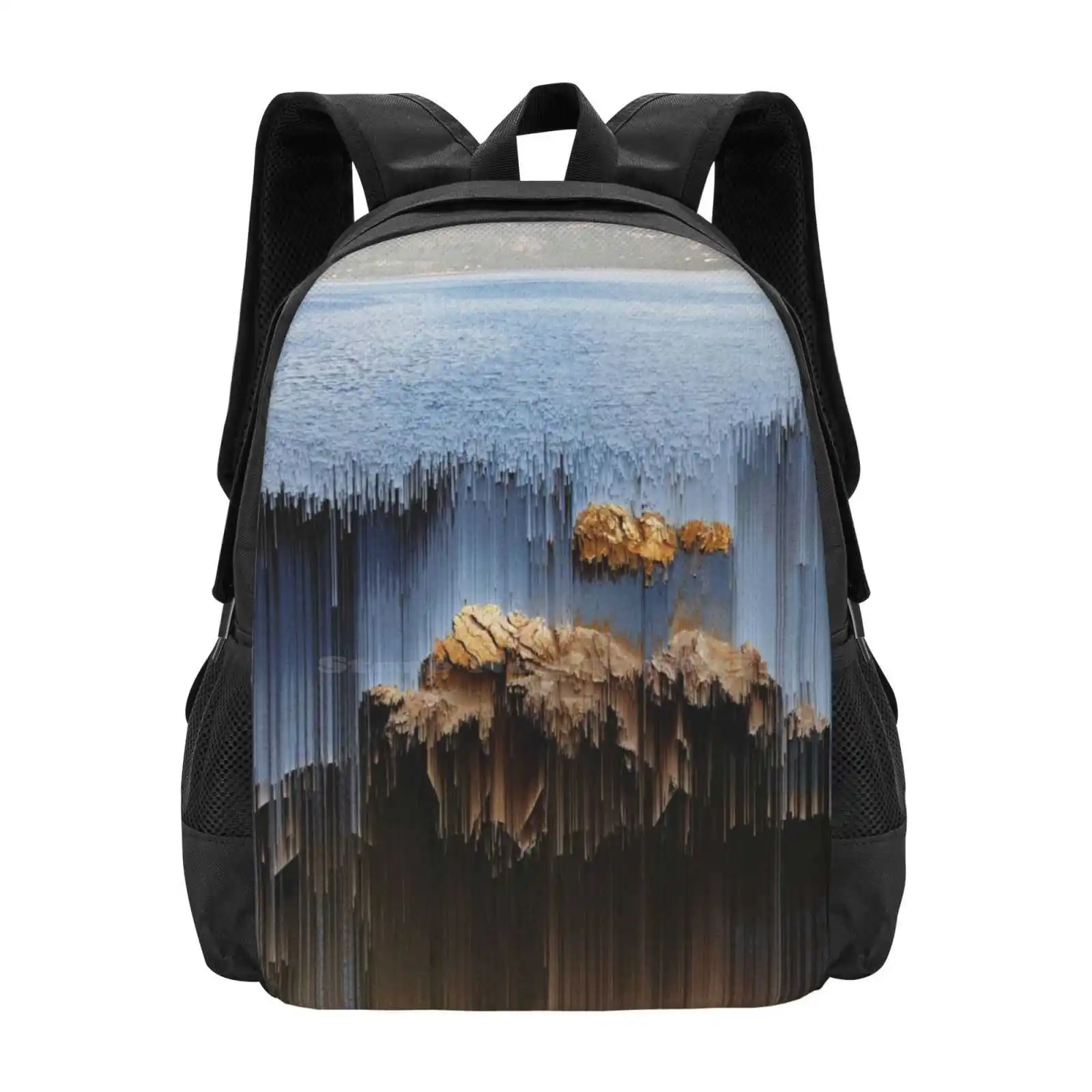 Uncharted School Bags For Teenage Girls Laptop Travel Bags Uncharted Waters Sea Shore Rocks Underwater Cross Section Glitch