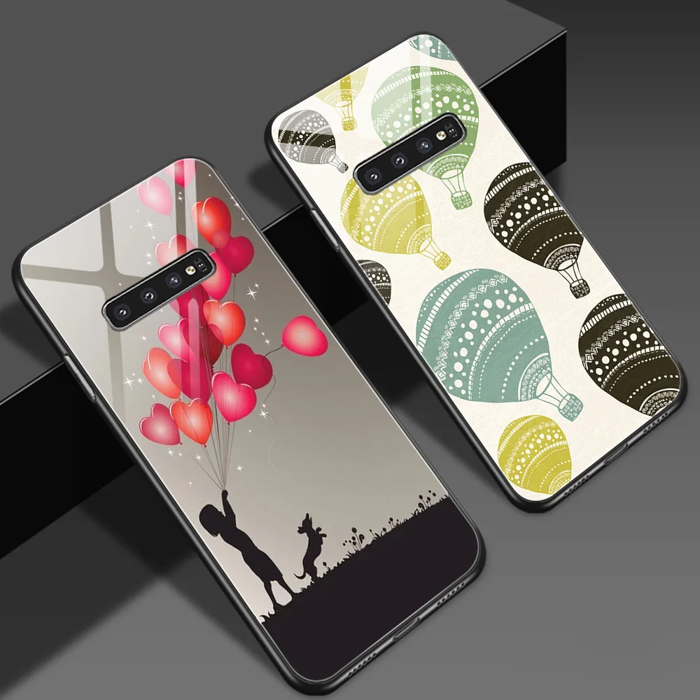 hot balloon glass case for samsung galaxy s21 a51 s20 a50 a21s a12 a71 a70 s10 s9 s8 s10e a30 a20 note 20 10 9 8 ultra lite plus free global shipping