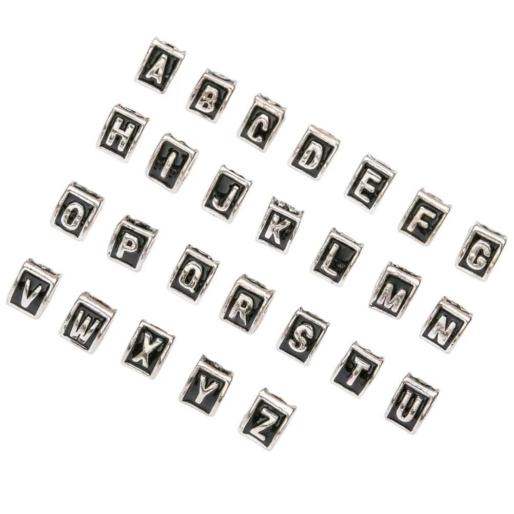26 Pcs Accessories DIY Letter Beads Metal Bracelet Alloy Making Alphabet Letters Make Bracelets Vintage