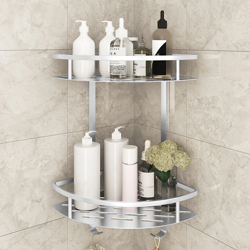 

Washbasin Shelves Bathroom Storage Large Load Bearing Aluminum Alloy Toothbrush Shelf Wall Mounted Rangement Household Items