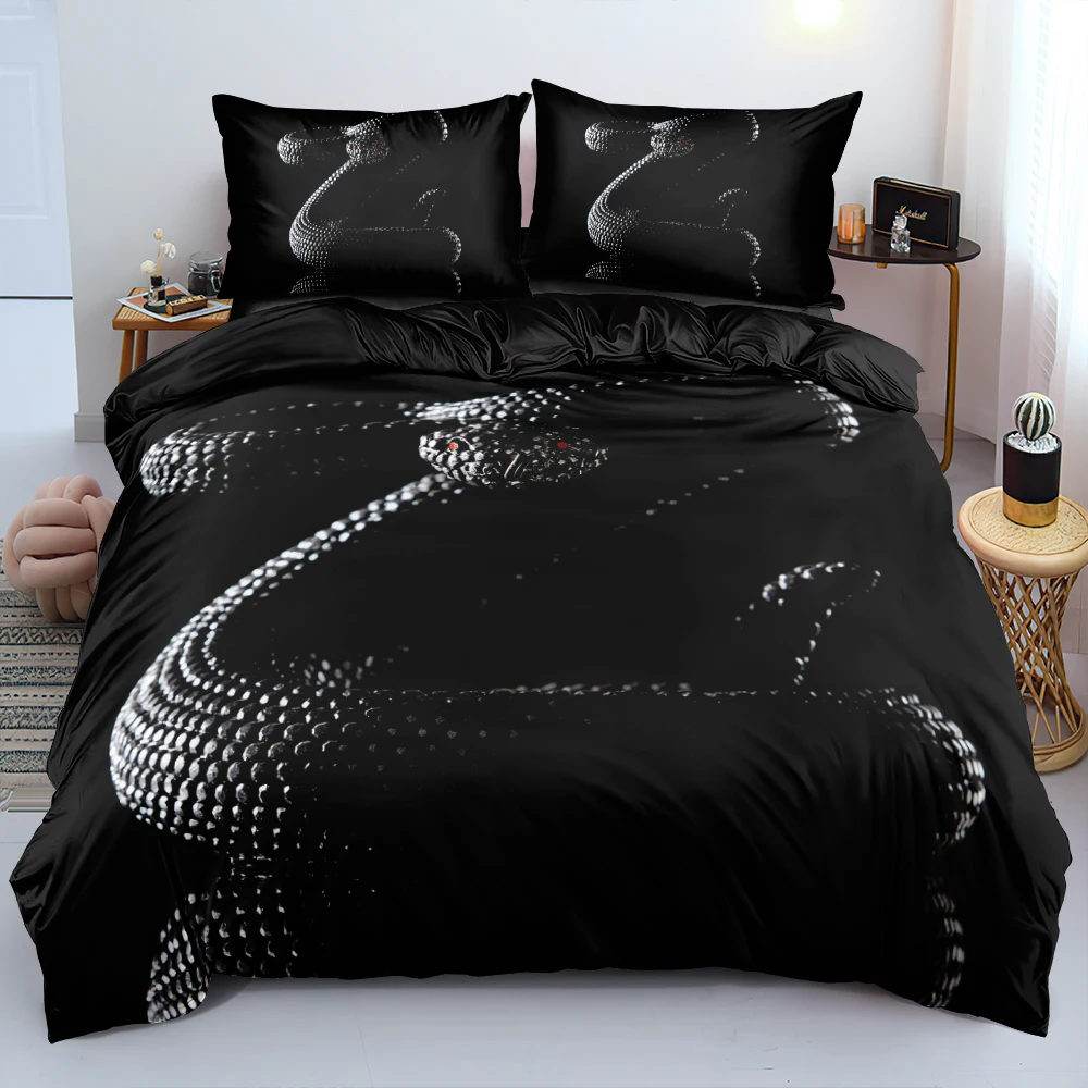 

3D Digital Snakeskin Comforter Bedding Sets Black Couple Bed Linen Twin Queen King Single 140x210cm Duvet Cover Set for Children