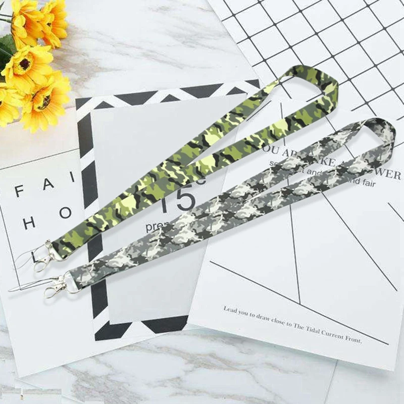 

Fashion Camouflage Printing Keychain Neck Lanyard With Webbing Ribbon Machine Rope Long Badge Camera Rope Hanging Neck Lanyard