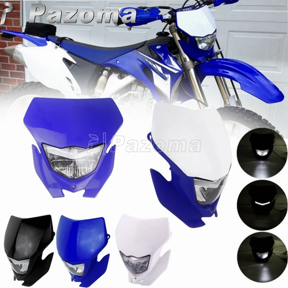 Universal Dirt Bike Motorcycle Headlamp H4 Head Light For Yamaha WR250 WR450F YZ250 YZ450F Off Road Motocross Headlight Fairing