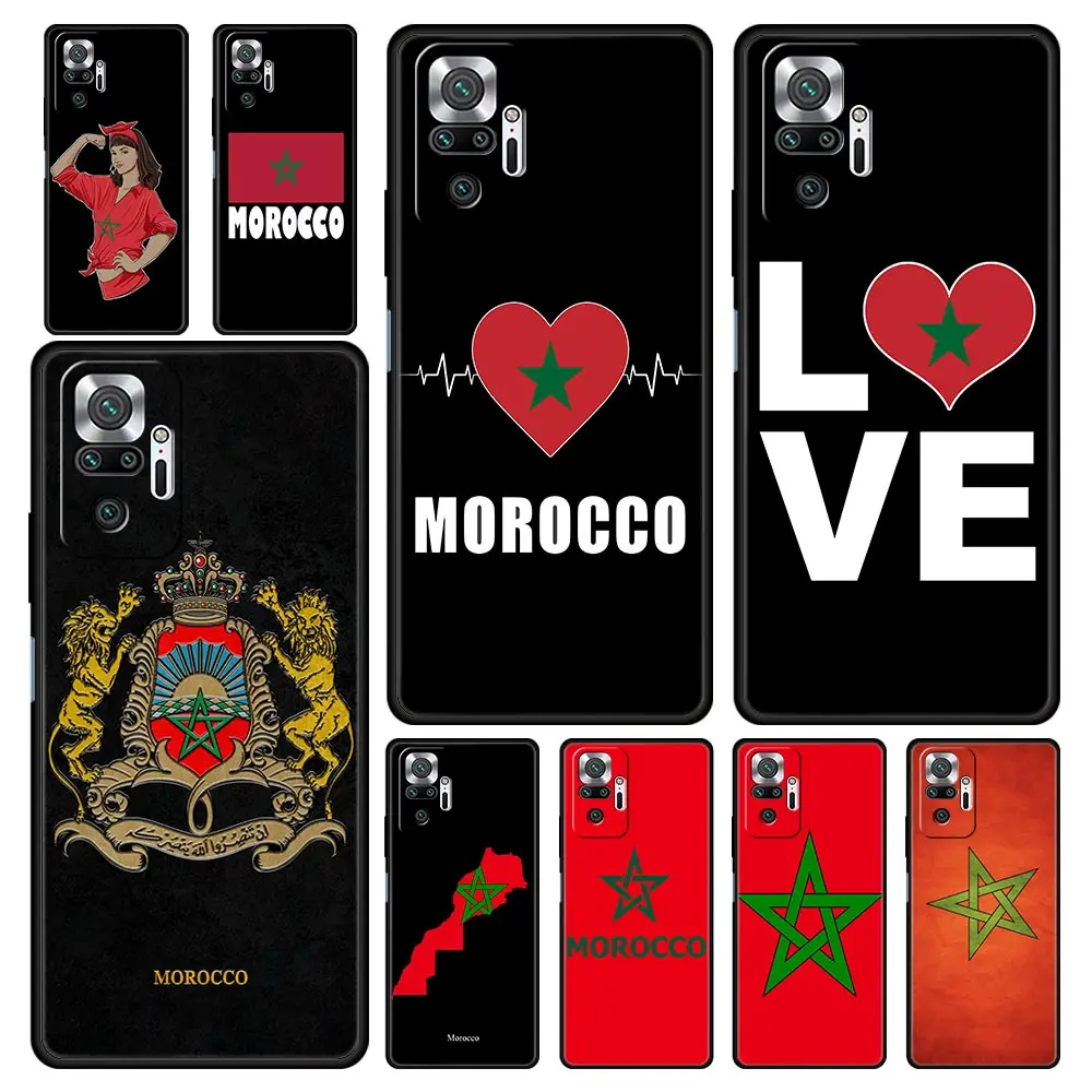 

Morocco Flag Soccer Phone Case For Xiaomi Redmi Note 11 10 Pro 9S 9 8 7 9T 8T 9C 9A 8A 11T 5G 10S K50 K40 Gaming Silicone Cover