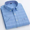 7XL Pure Cotton Oxford Casual Solid Color Mens Button Up Shirt Short Sleeve Slim Fit Shirt Men Korean Clothes Flowers Shirt 4