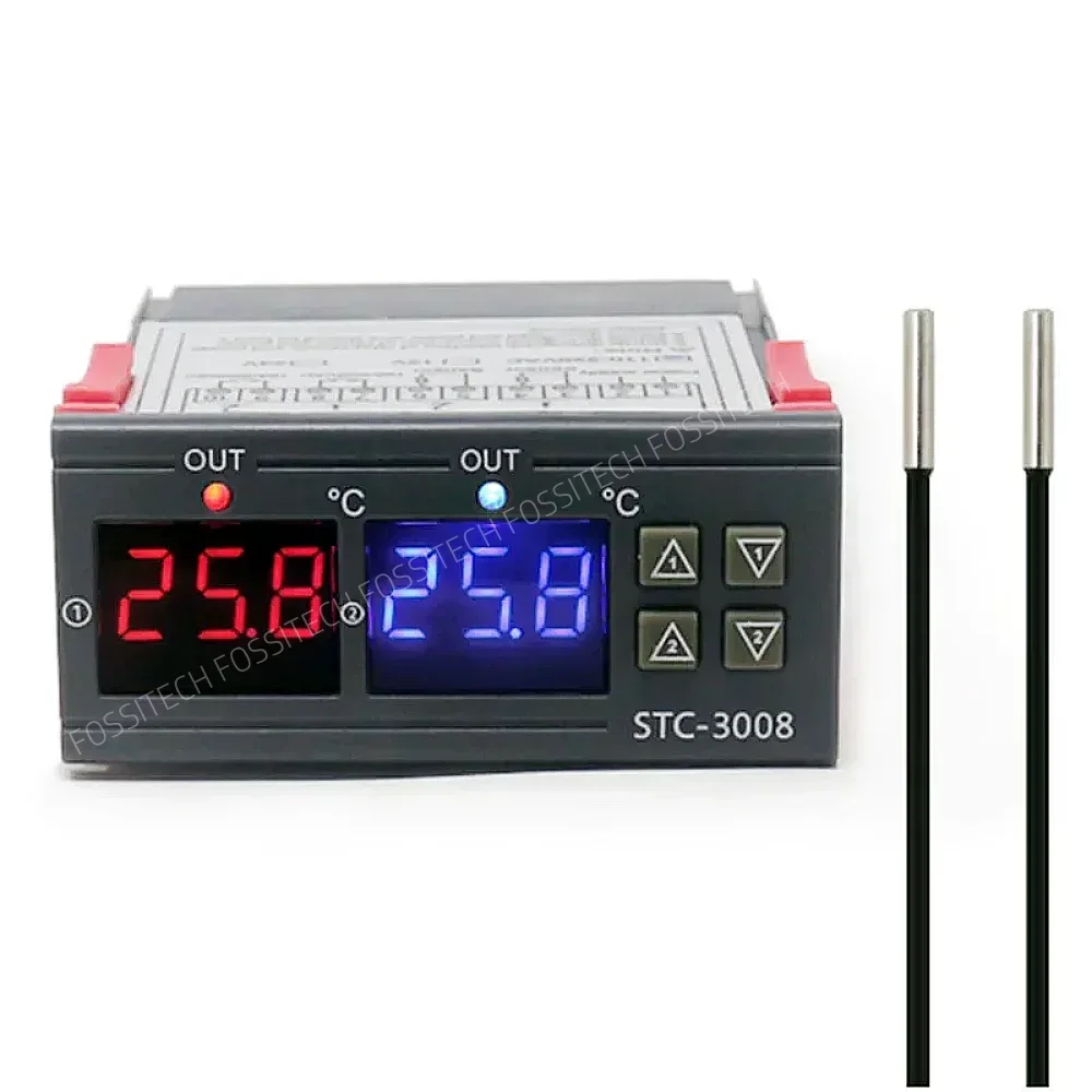STC-3008 цифровой 2-канальный регулятор температуры AC/DC двойной дисплей