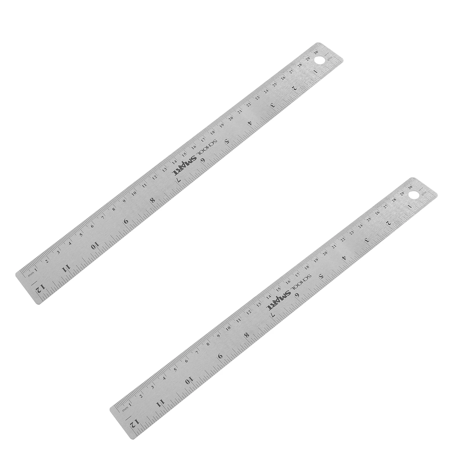 

2 Pcs Metric System Cork Stainless Steel Ruler Student Metal Measuring Rulers Wooden Straight Edges