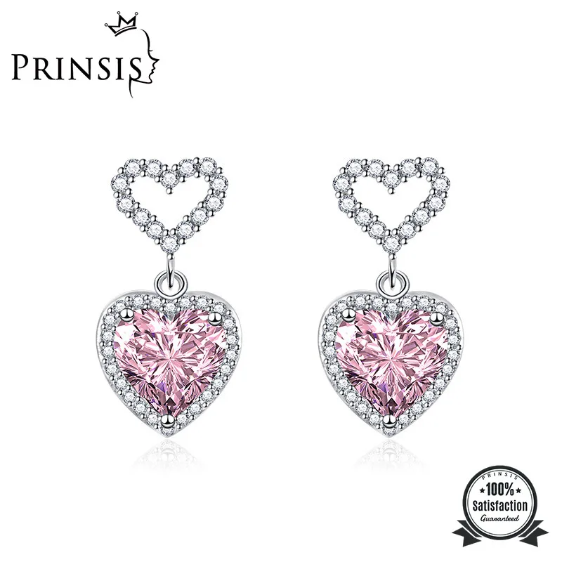 Женские серьги-гвоздики с кристаллами и сердечками, P286