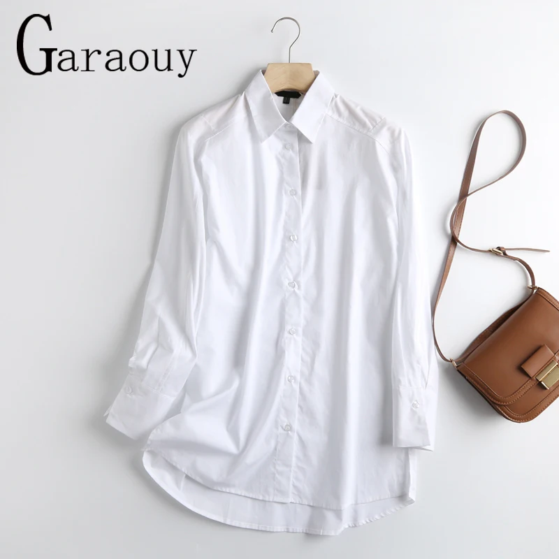 

Garaouy 2022 Women Retro Oversized White Cotton Blouse Long Sleeve Chic Female Casual Loose Shirt Femininas Blusas Mujer De Moda