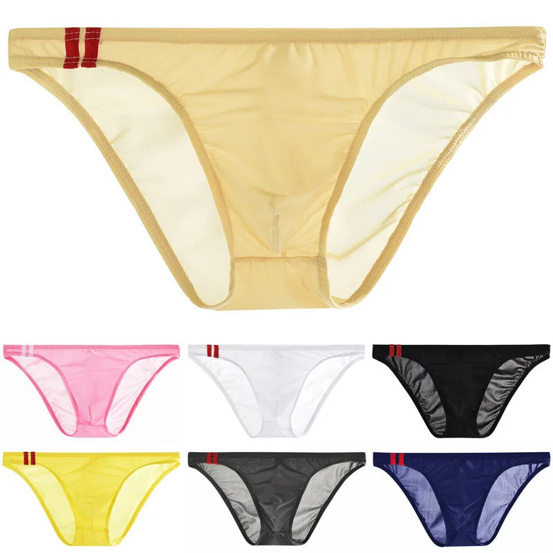 

Men's Briefs Ice Silk Briefs Transparent Ultra-thin Seamless Panties Men Bikini Solid Low Waist Men Soft Lingerie Underpants