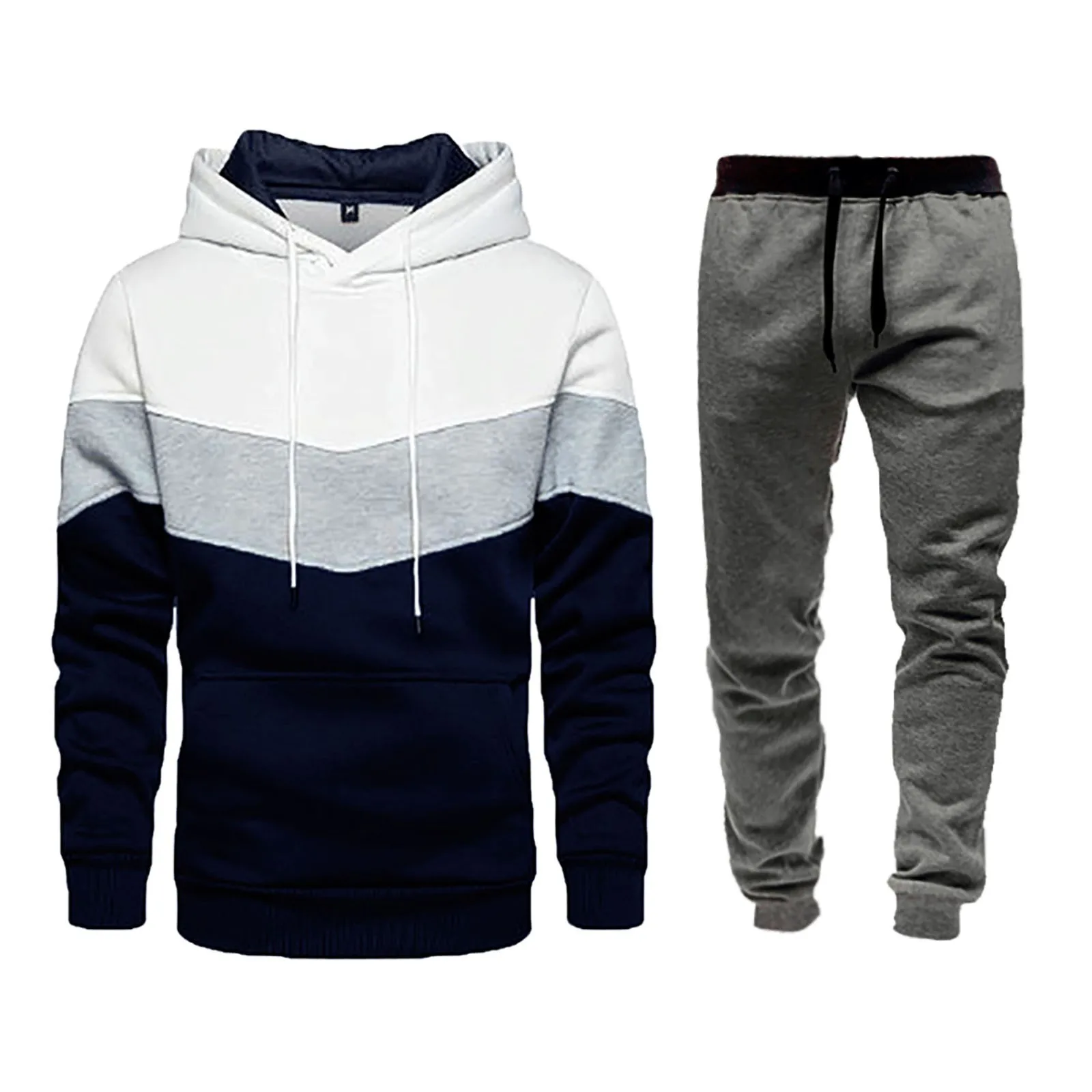 

Mens Casual Sports Patchwork Top Casual Pants Sweatshirt Sportsuit Stretch Suit