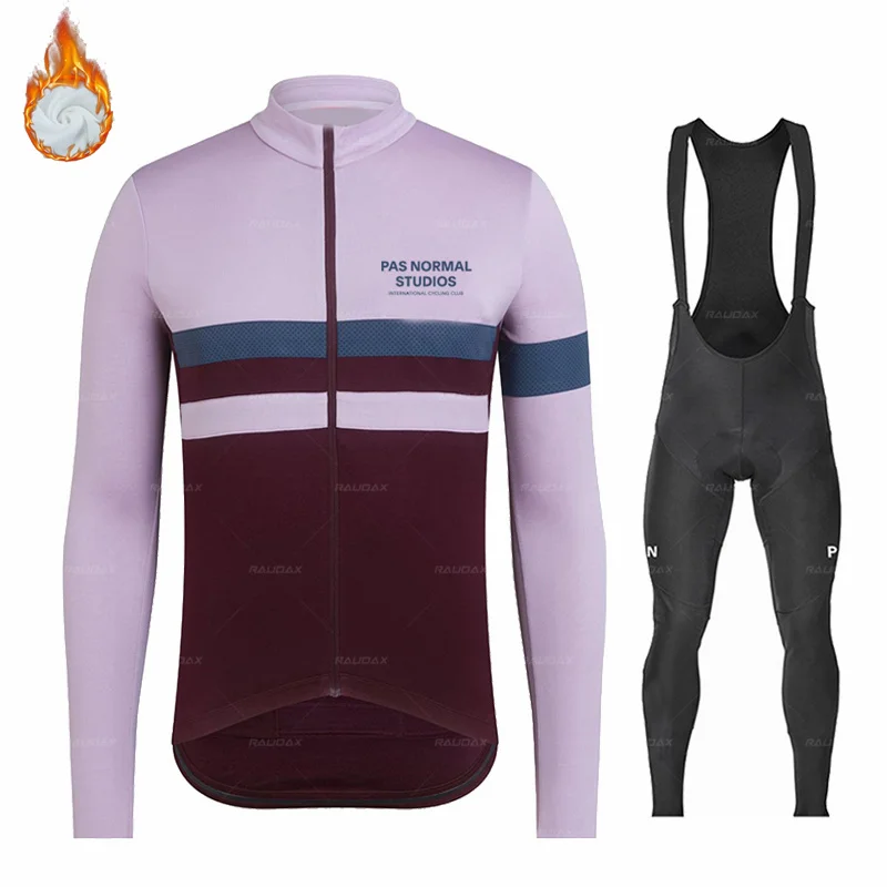

2023 Newest Winter Thermal Fleece Cycling Clothing Set PNS Men Long Sleeves Jersey Road Bike Uniform MTB Bib Pants Ropa Ciclismo