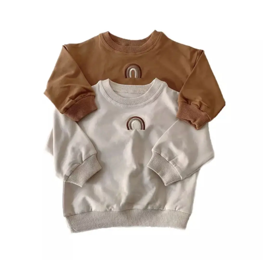 

2022, детские топы, хлопковая толстовка с радужной вышивкой для мальчиков и девочек, футболки