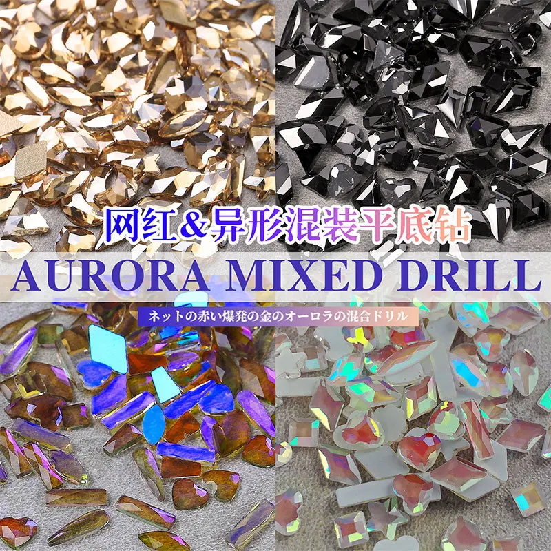 

Nail Rhinestones 50PCS Random Mix Sized Flat Crystal Irregular Diamonds For 3D Manicure Nail Art Decoration Charms Jewelry Jewel